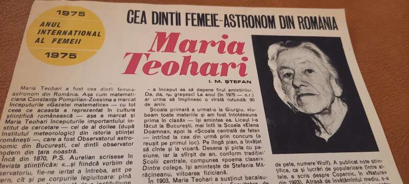 Cum a contribuit Maria Teohari la dezvoltarea astronomiei românești și la popularizarea științei